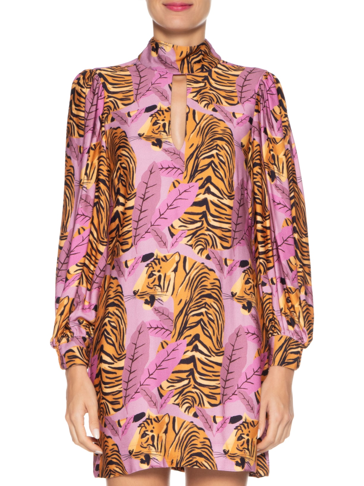 Vestido Curto Tigrita Rosa Farm