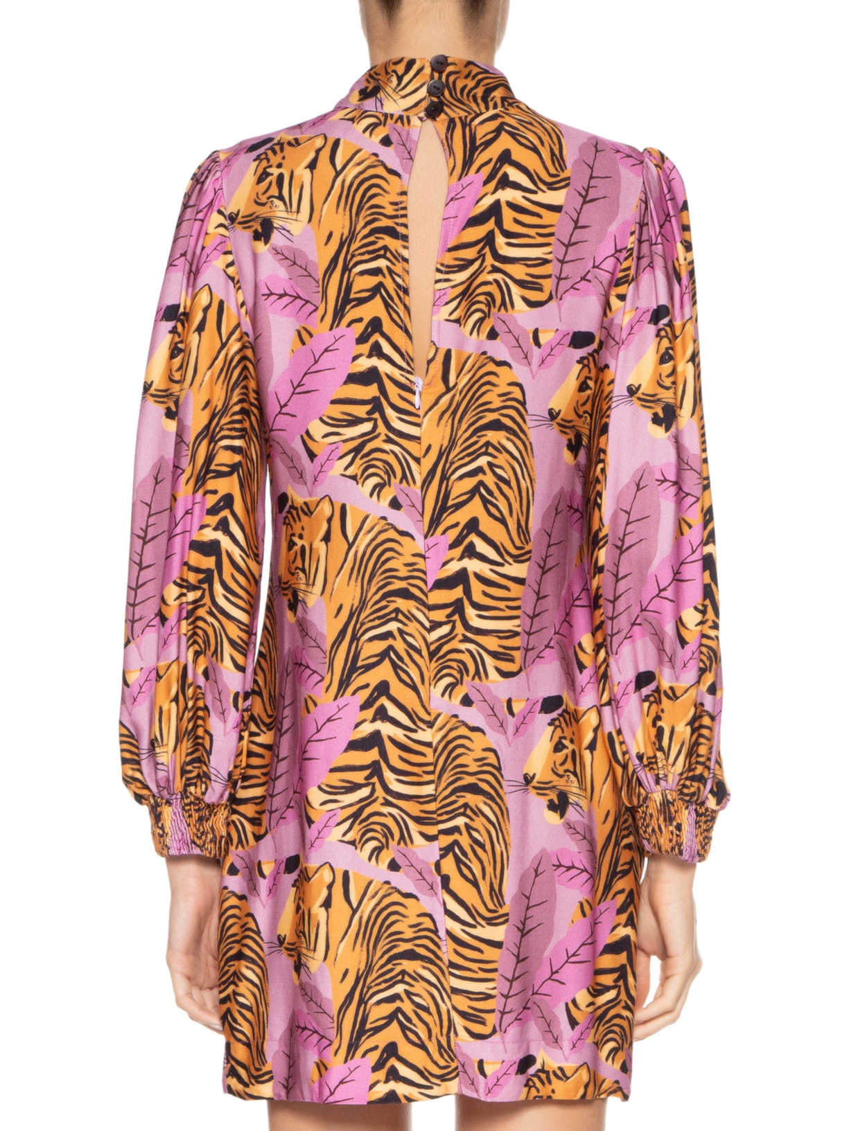 Vestido Curto Tigrita Rosa Farm