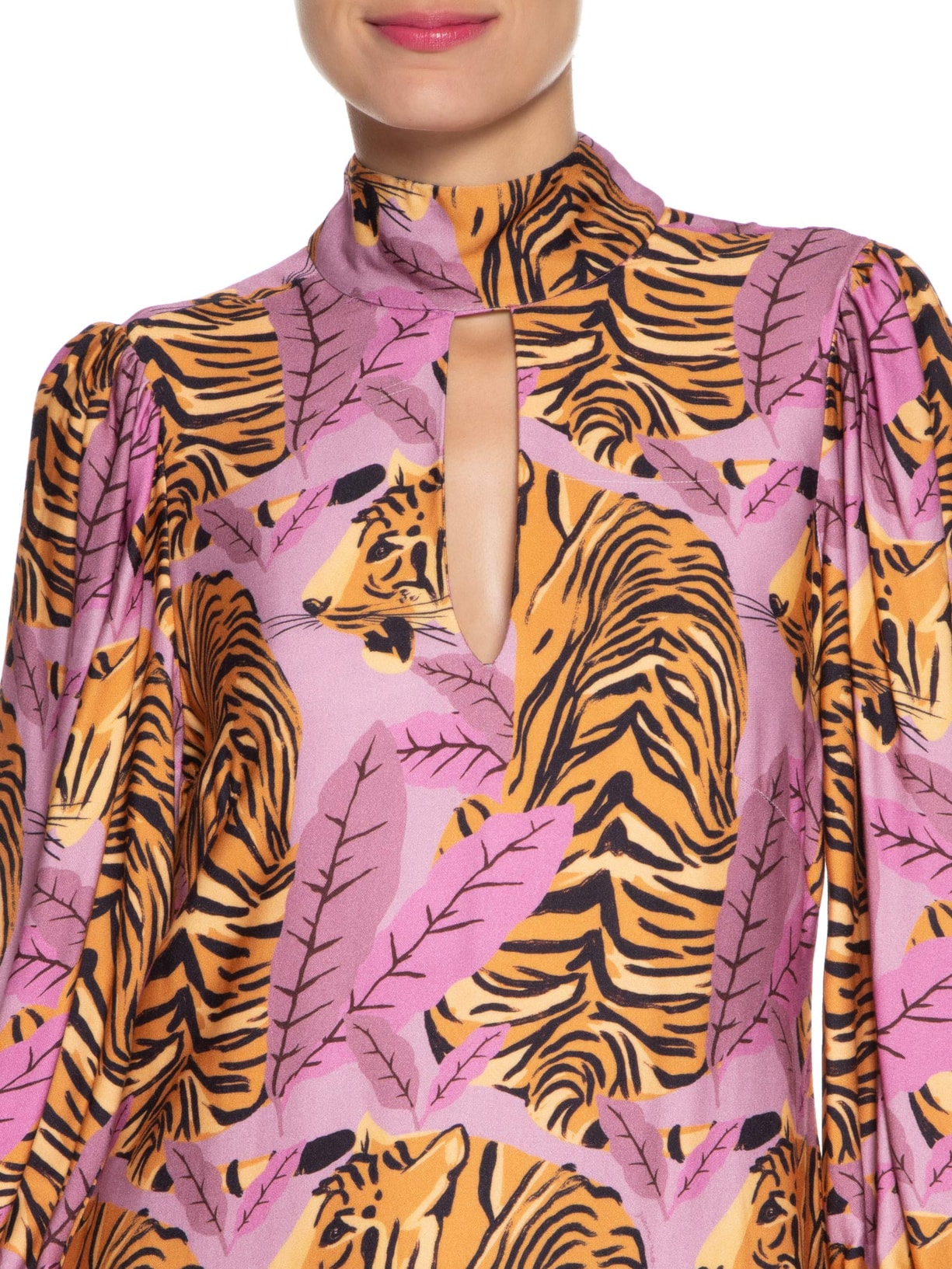 Vestido Curto Tigrita Rosa Farm