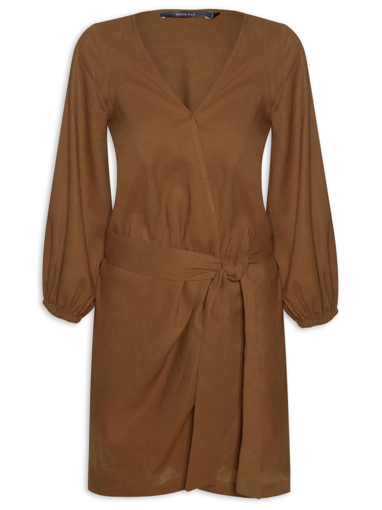 Vestido Curto Transpassado - Marrom