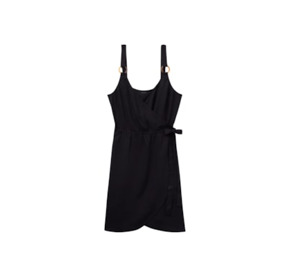 Vestido Curto Transpassado - Preto