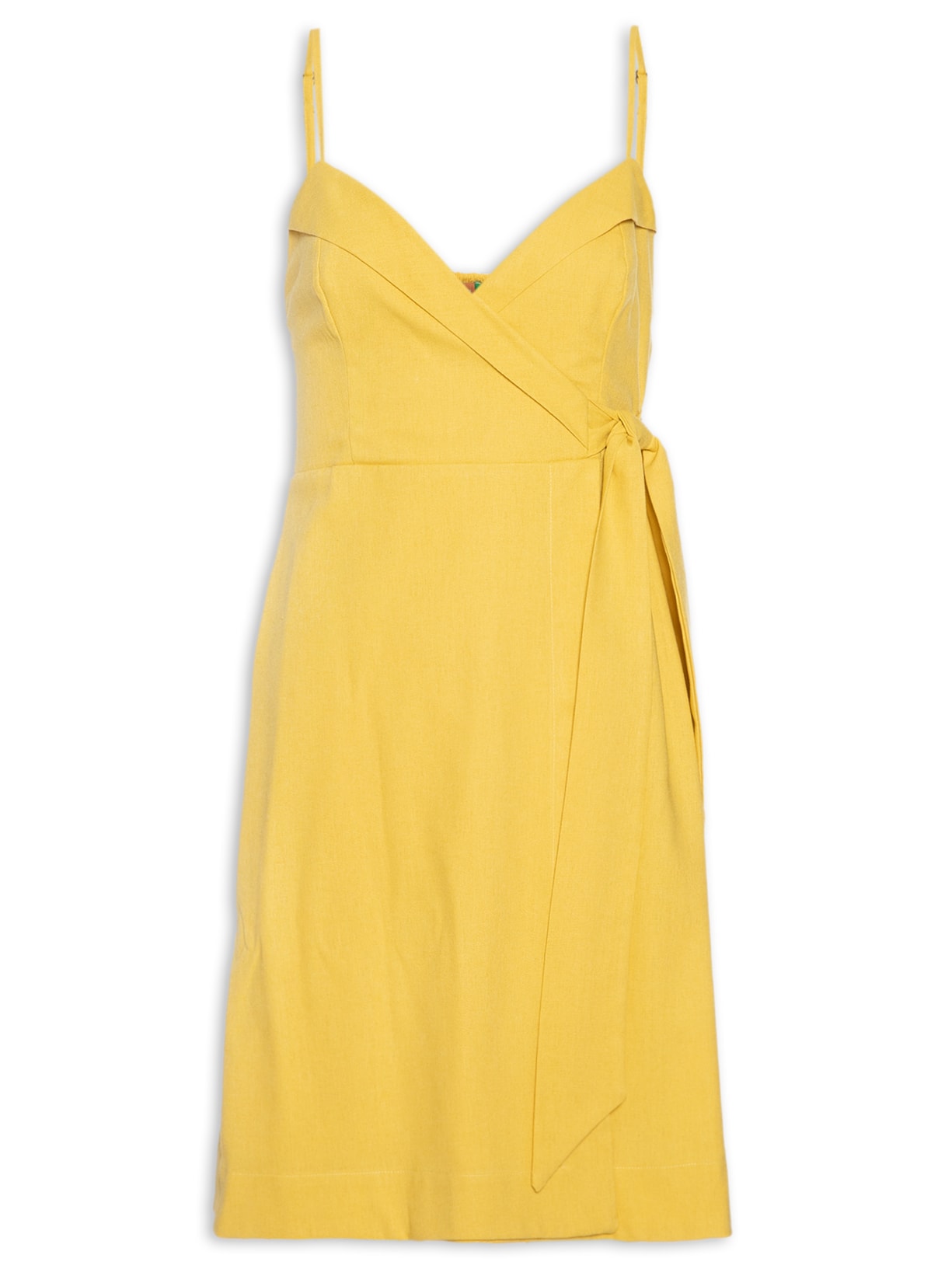 Vestido Curto Transpasse - Amarelo