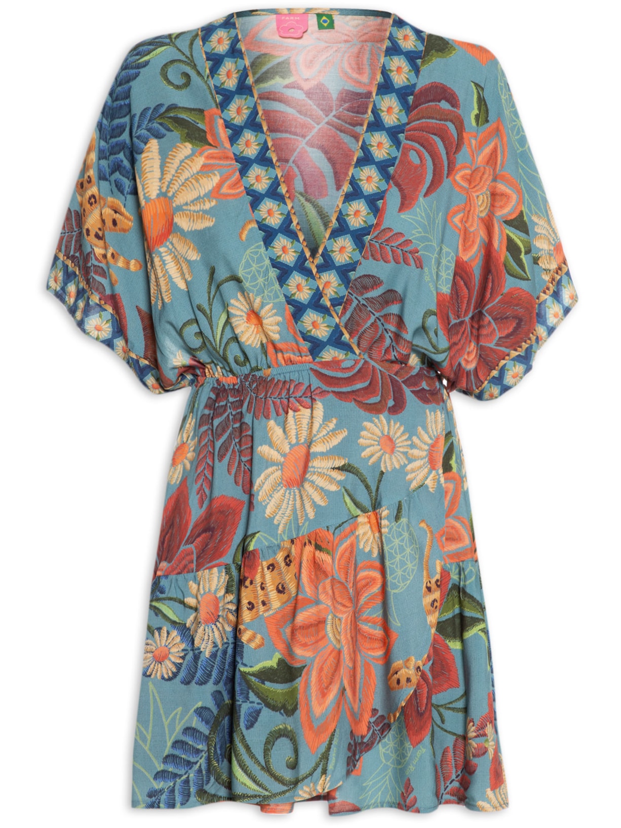 Vestido Curto Transpasse Encanto - Azul