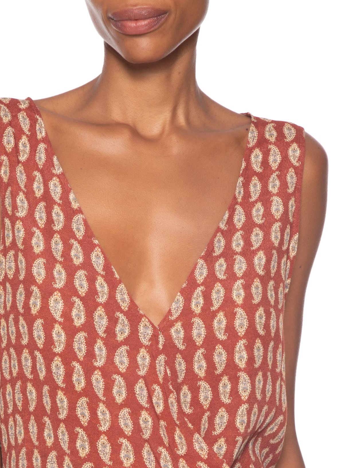 Vestido Curto Transpasse Estampado Vermelho Maria Filó