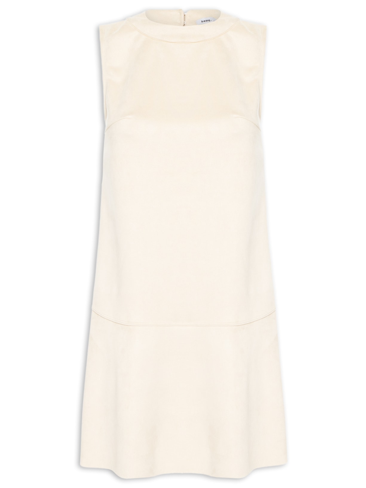 Vestido Curto Trapézio Suede - Bege