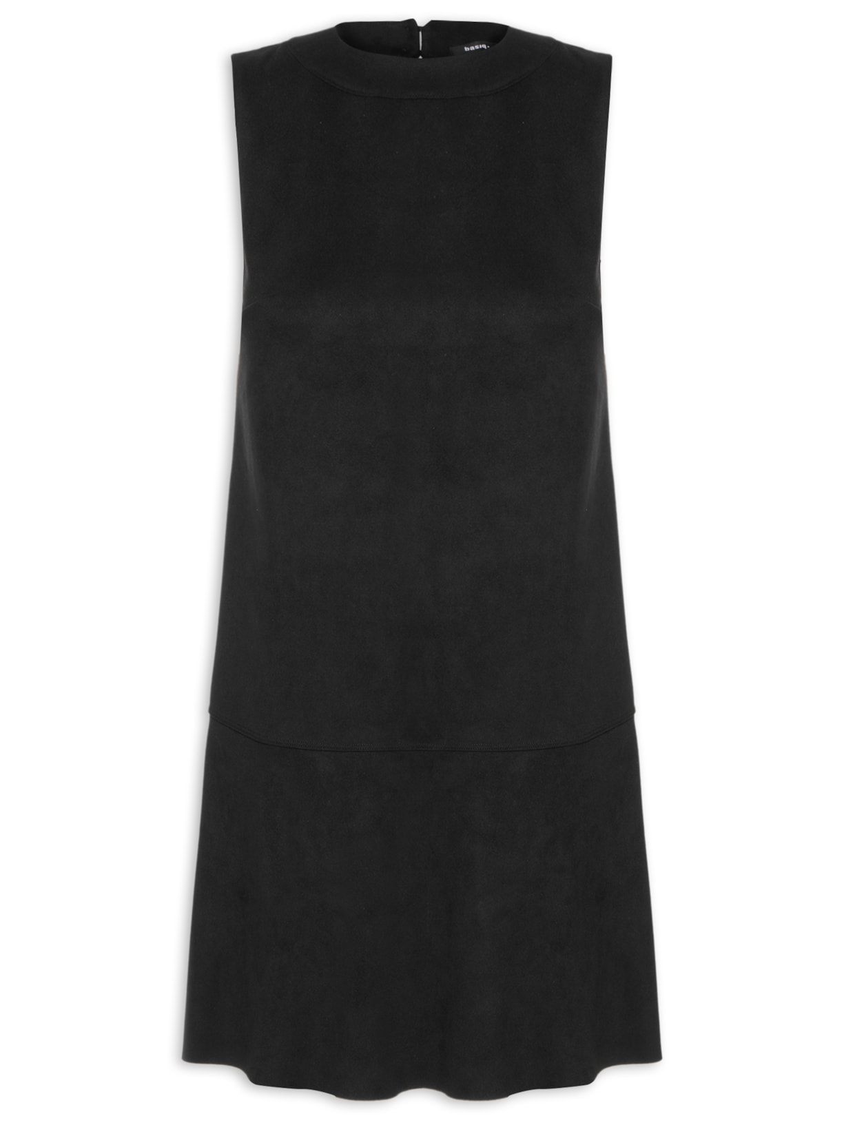 Vestido Curto Trapézio Suede - Preto