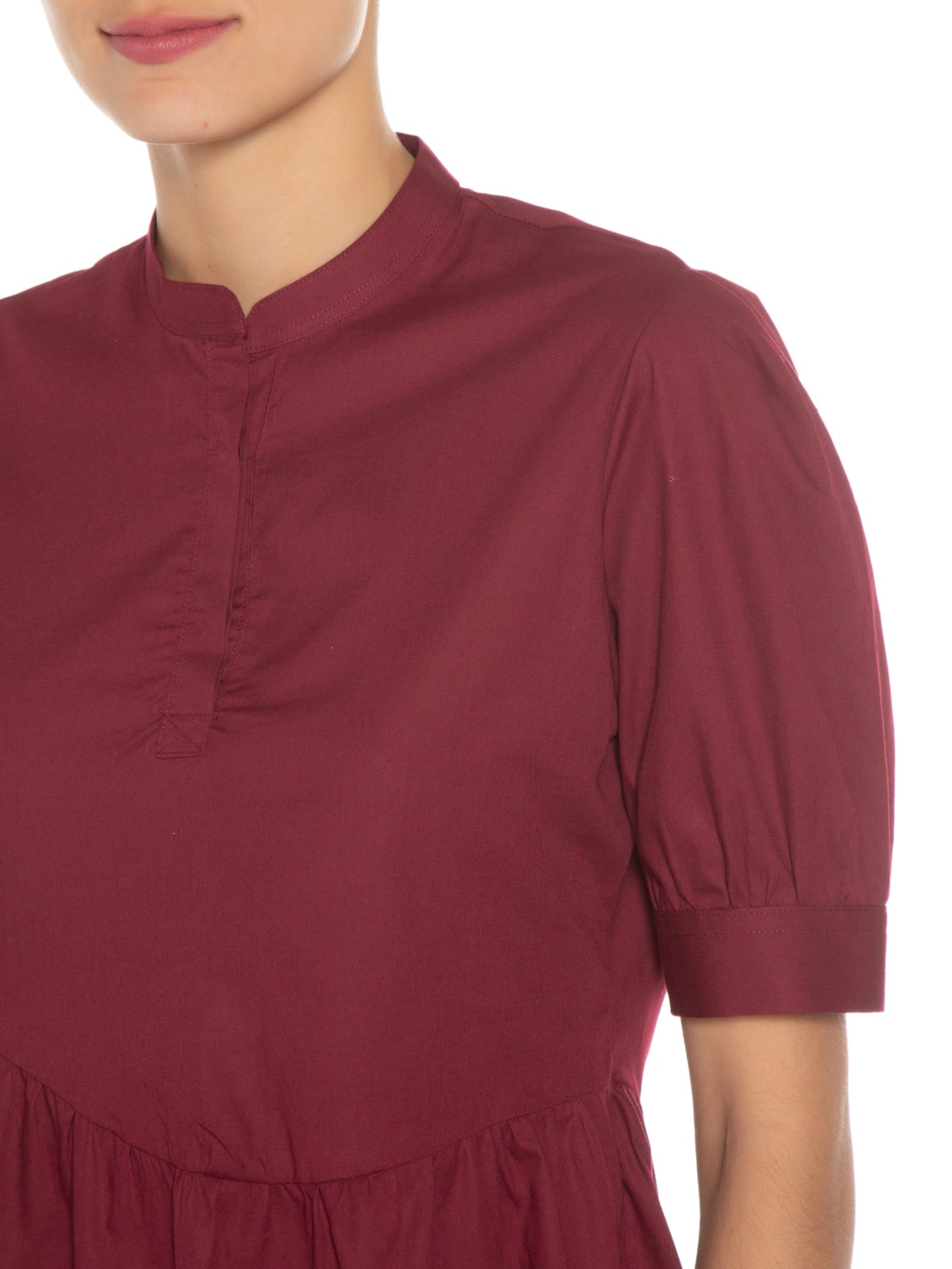 Vestido Curto Tricoline Recortes Vinho '2Essential