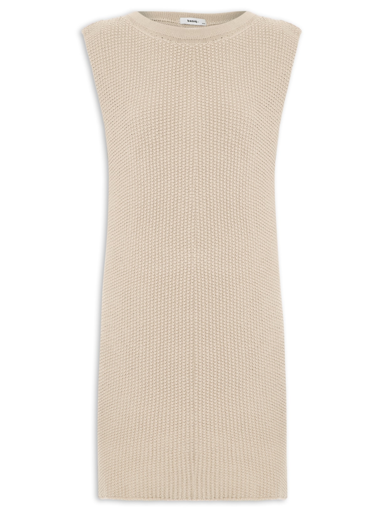 Vestido Curto Tricot Boxy - Bege