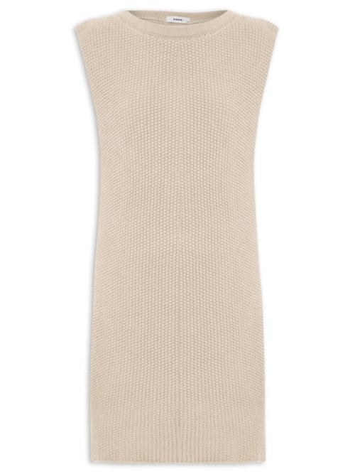 Vestido Curto Tricot Boxy - Bege