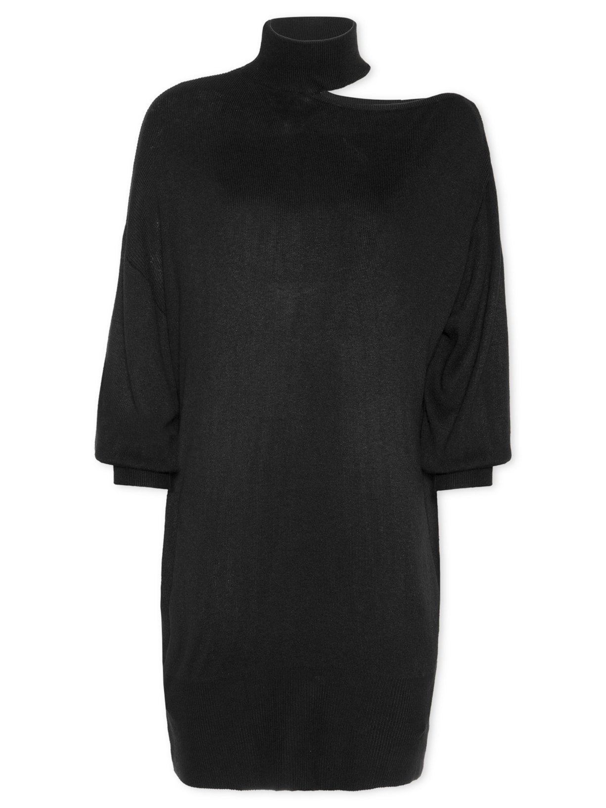 Vestido Curto Tricot Cut Ombro - Preto