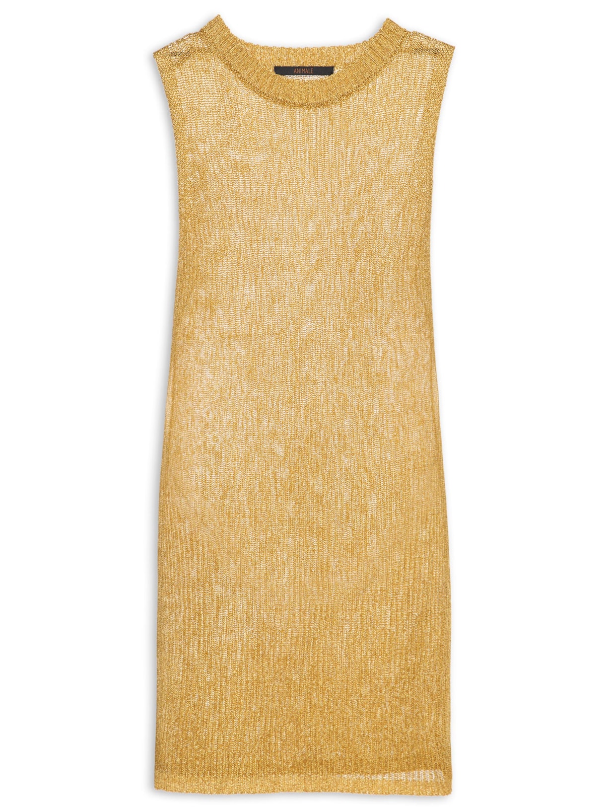 Vestido Curto Tricot Metalizado - Dourado