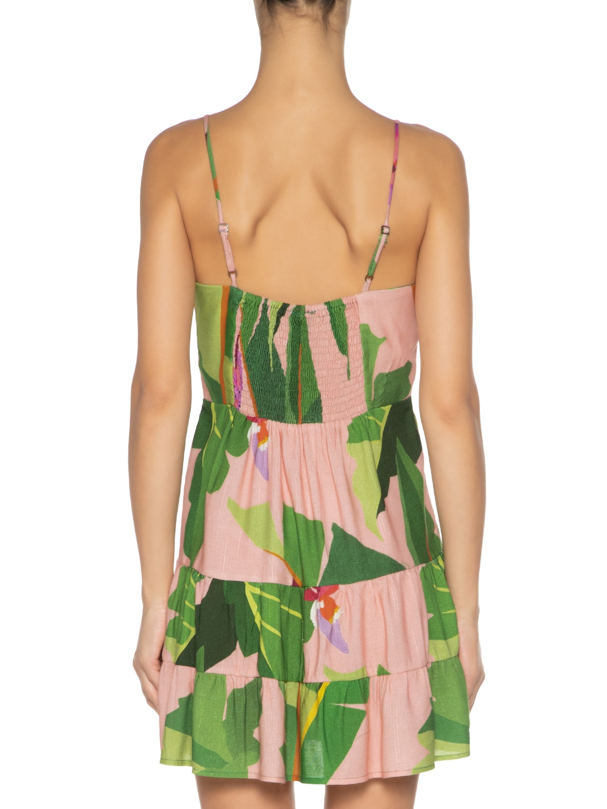 Vestido Curto Tropicalista Rosa Farm