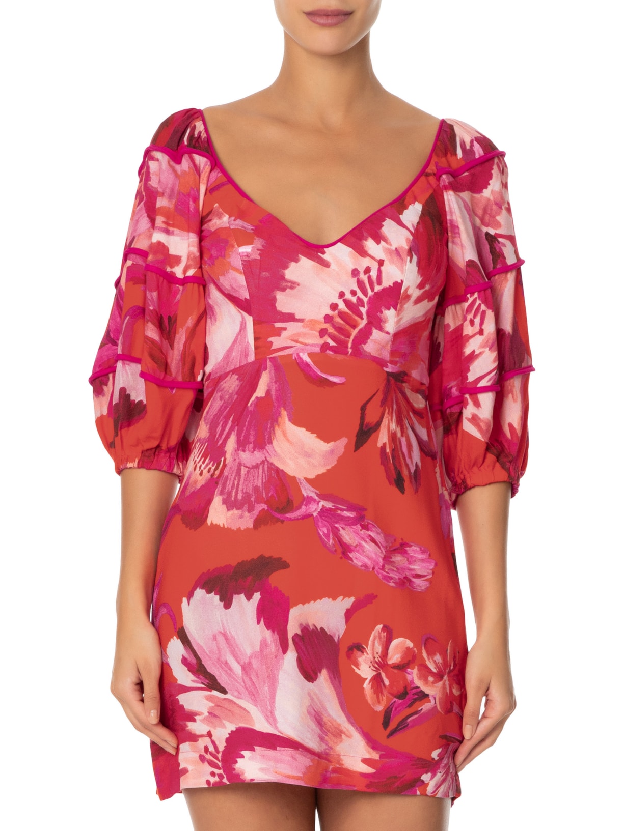 Vestido Curto Tropicarte Vermelho Farm