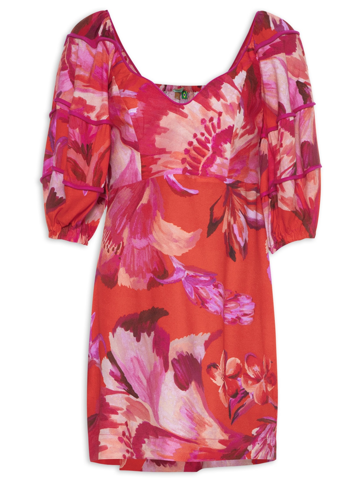 Vestido Curto Tropicarte Vermelho Farm