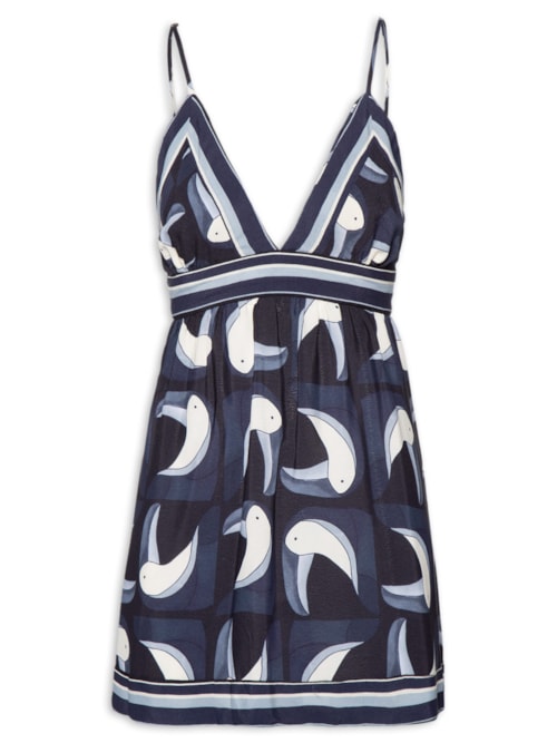 Vestido Curto Tuca Tropical - Preto