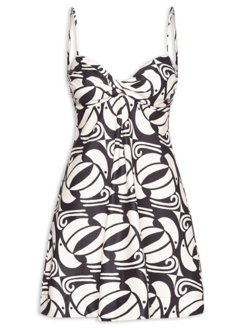 Vestido Curto Tuca Xadrez - Preto