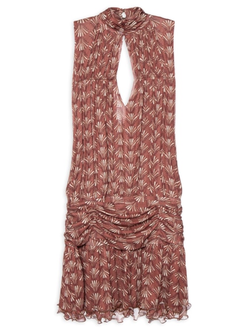 Vestido Curto Tule Estampa Conchário - Vermelho