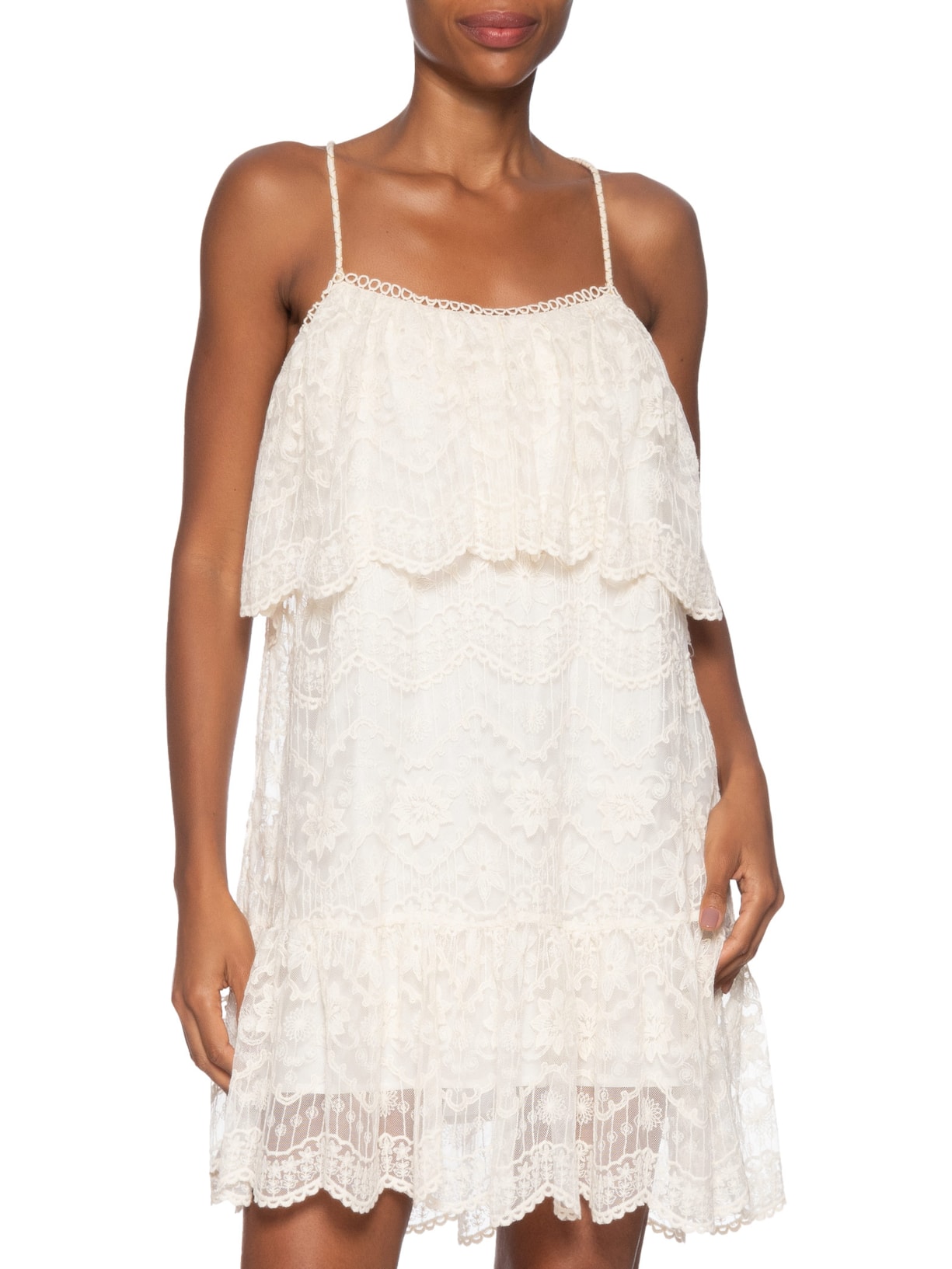 Vestido Curto Tule Rendado Branco Dress To