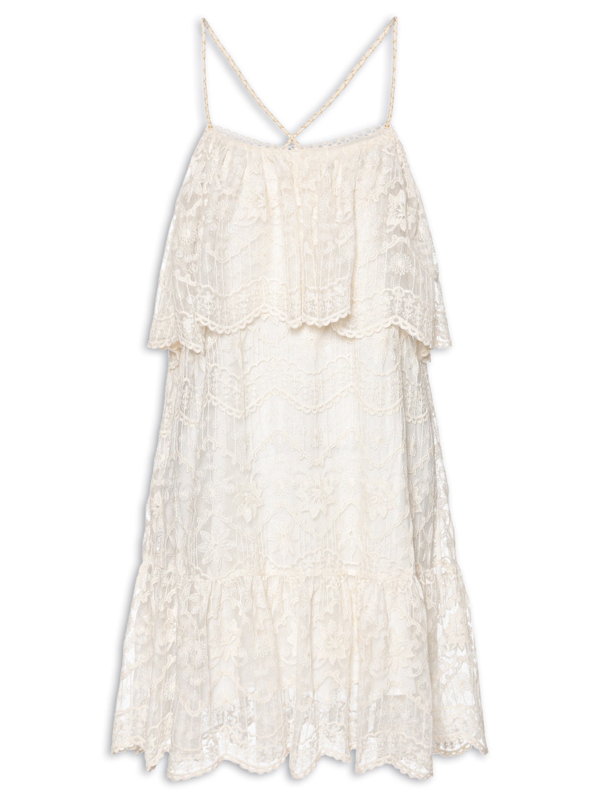 Vestido Curto Tule Rendado Branco Dress To