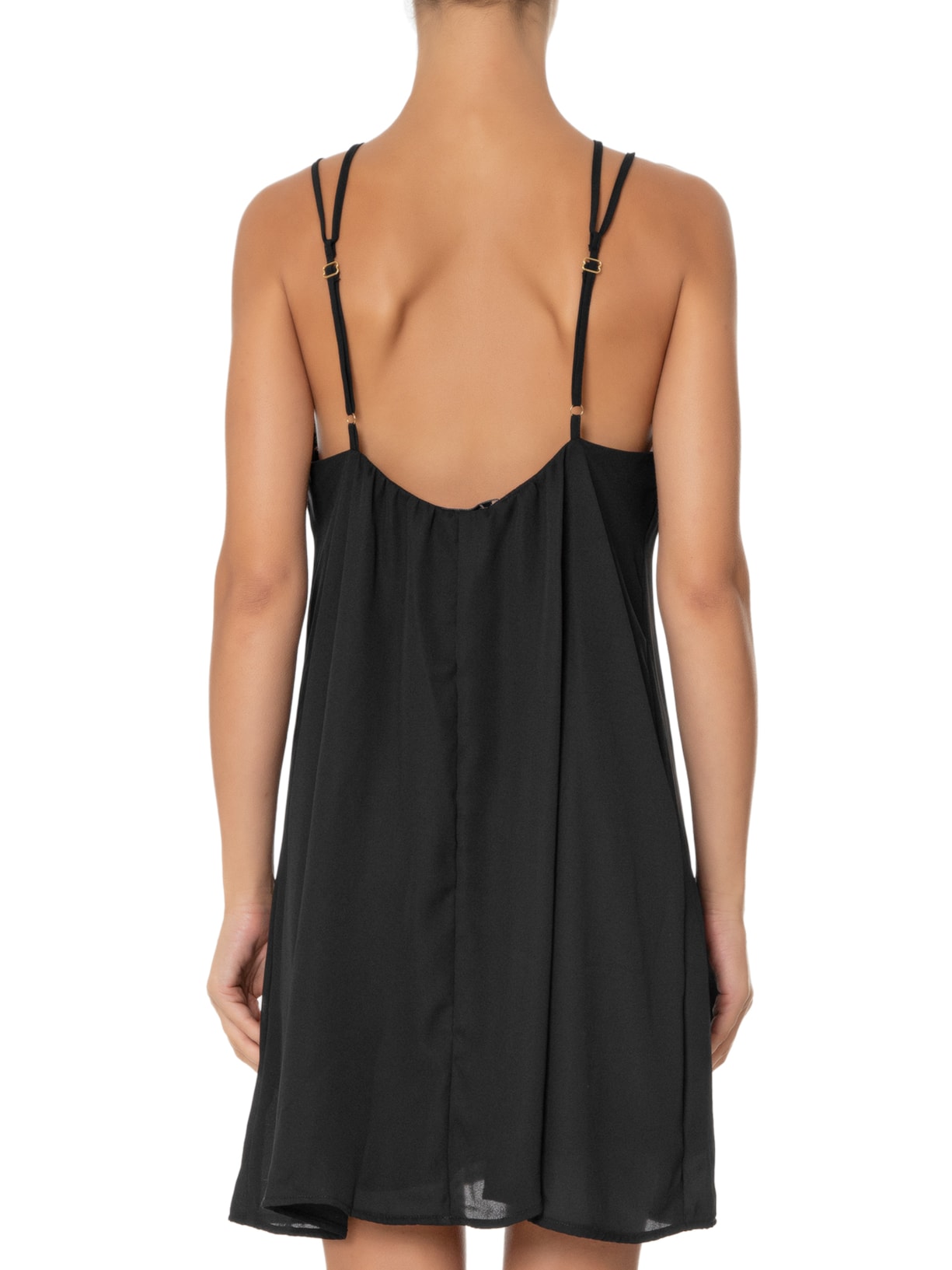 Vestido Curto U Dourado Preto Maria Filó