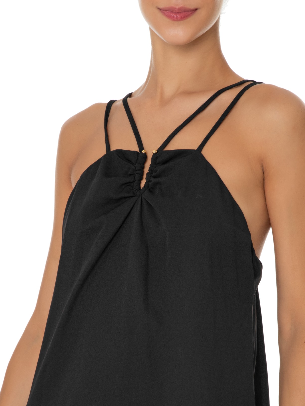 Vestido Curto U Dourado Preto Maria Filó