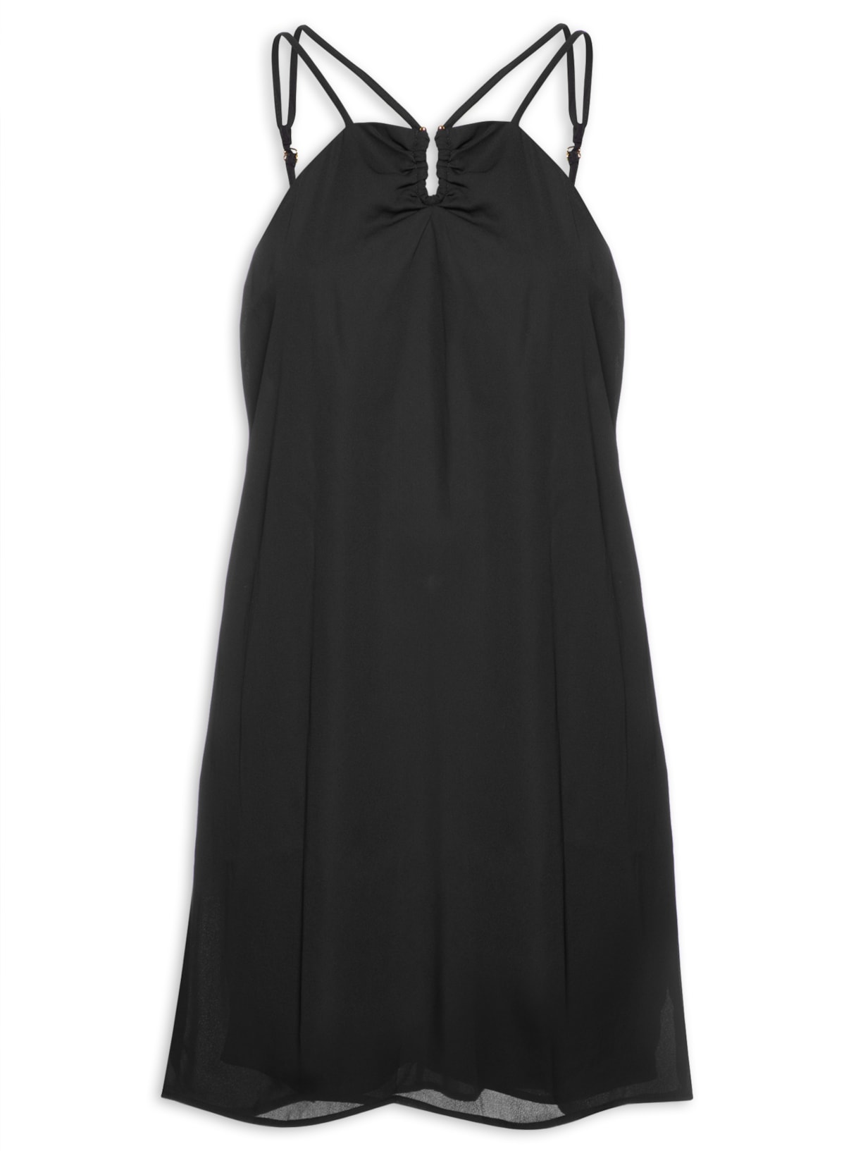 Vestido Curto U Dourado Preto Maria Filó