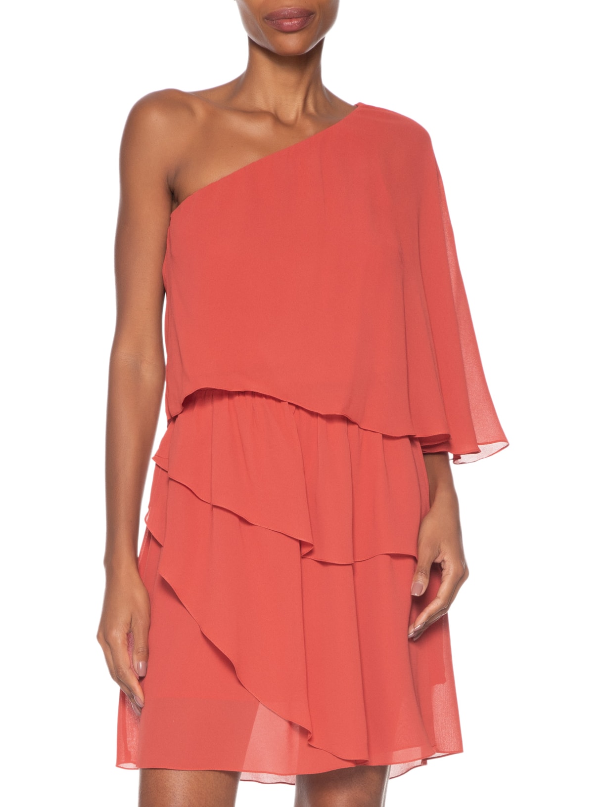 Vestido Curto Um Ombro Só Vermelho Maria Filó