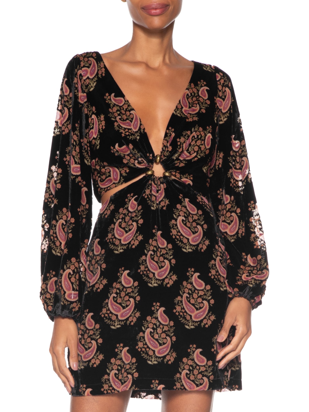 Vestido Curto Veludo Devore Preto Maria Filó