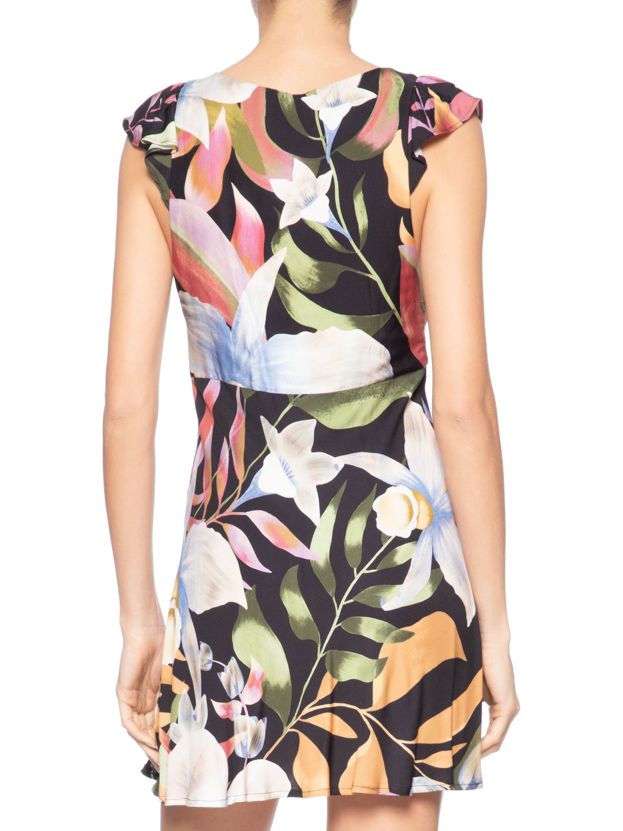 Vestido Curto Vento De Flor Preto Farm