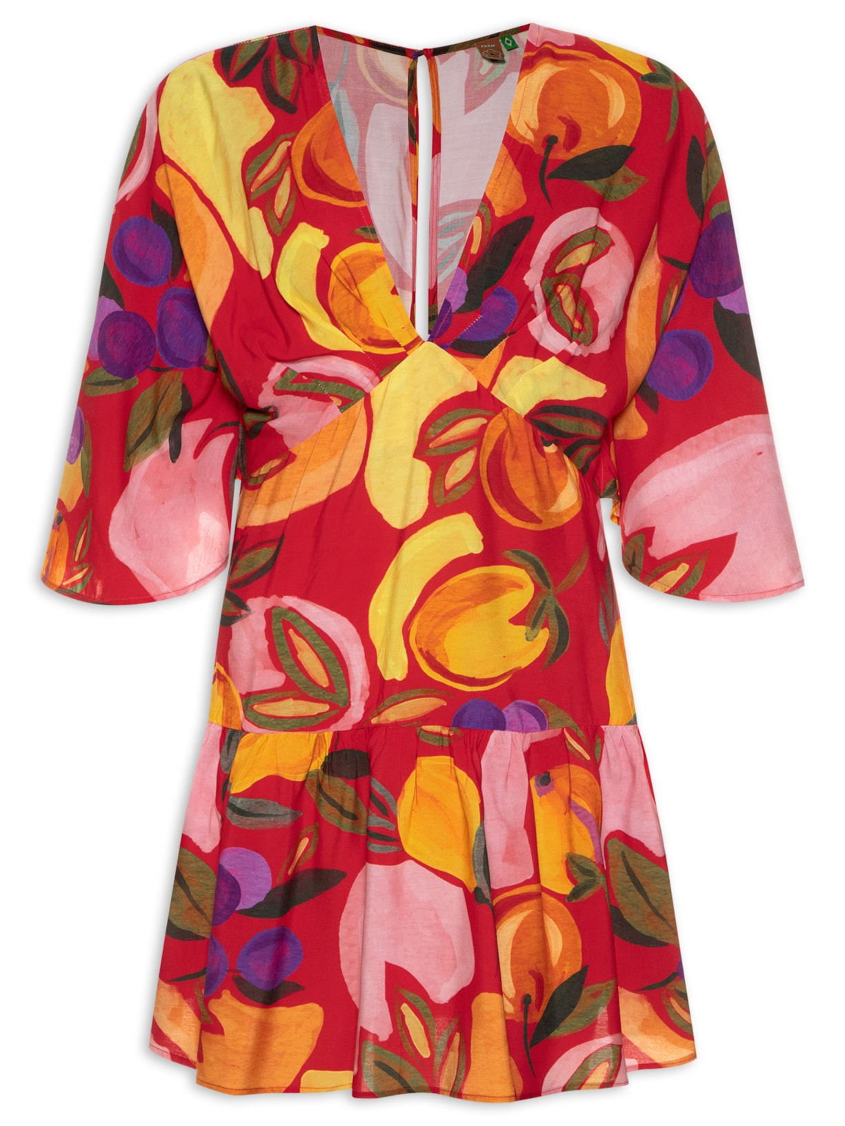 Vestido Curto Vento De Fruta - Vermelho