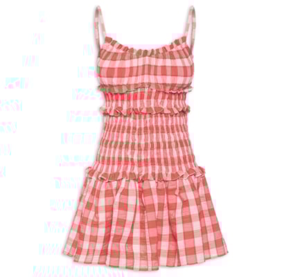 Vestido Curto Xadrez Trancoso - Vermelho