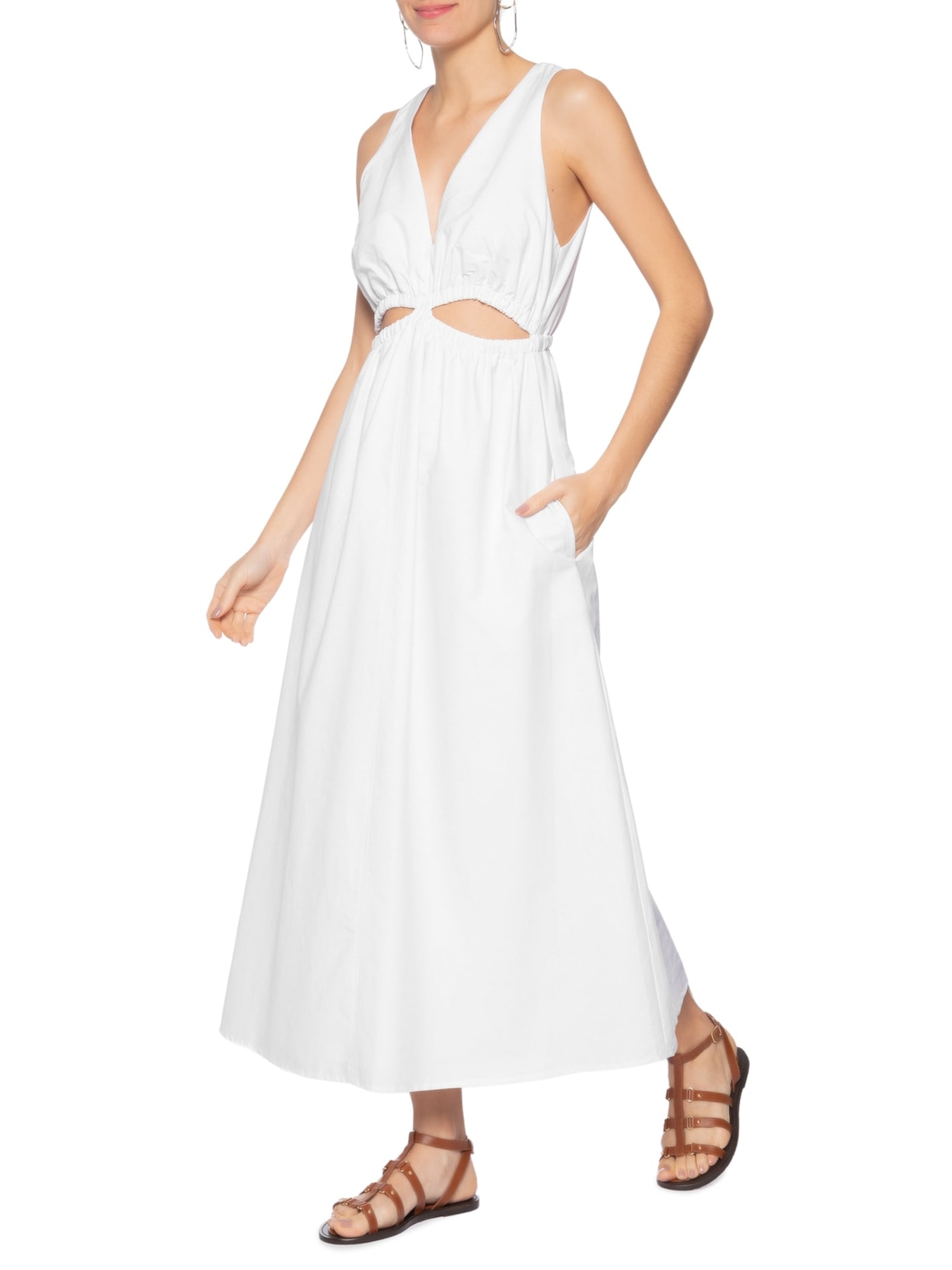 Vestido Cut Elástico Branco Animale
