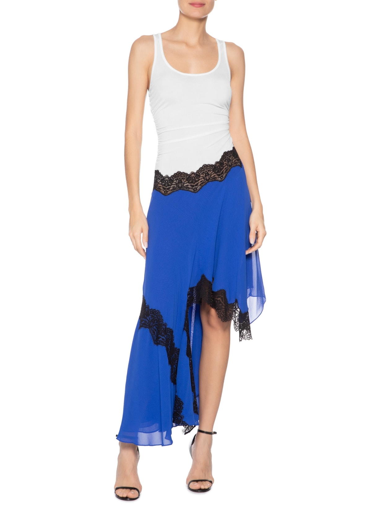 Vestido Cutaway Lace Gathered Tank Dress Azul Christopher Esber