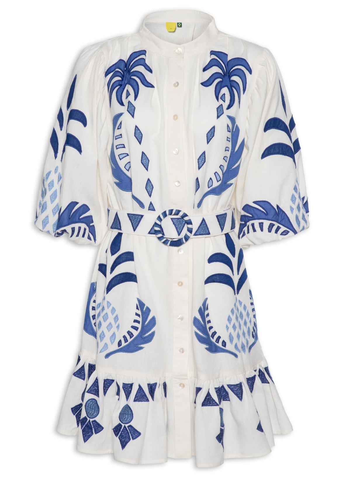 Vestido Cutwork Encanto Tropical - Azul