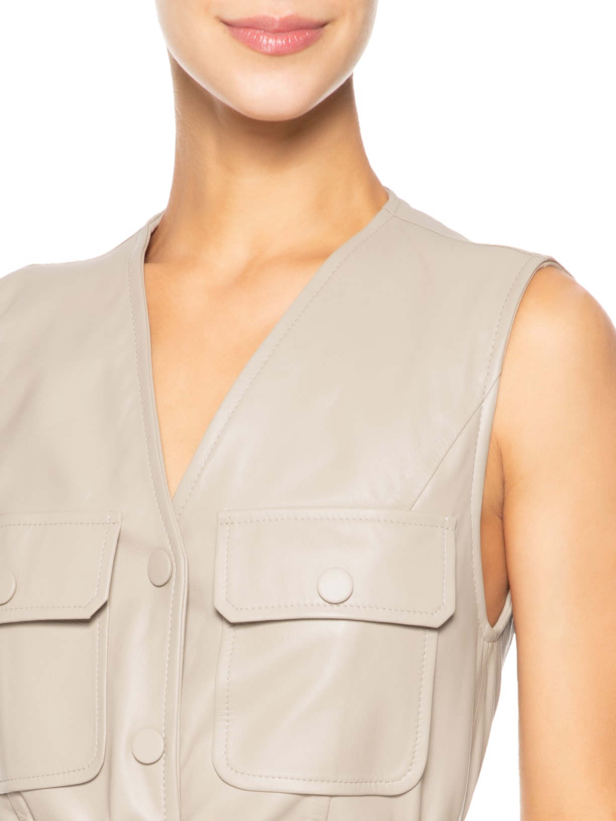 Vestido Dalva Couro Bege Le Lis