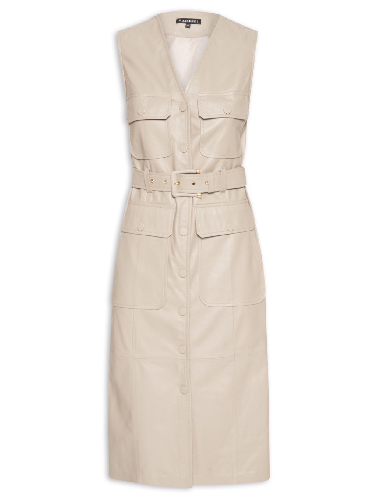 Vestido Dalva Couro Bege Le Lis