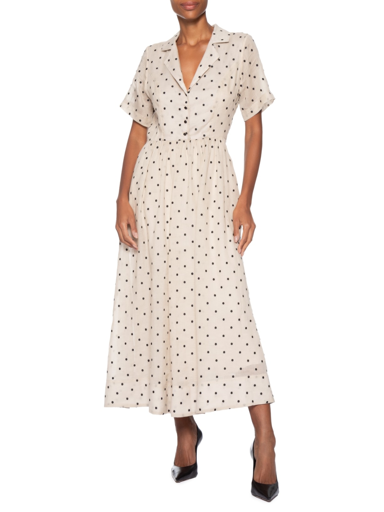 Vestido Danusa Pois V27 Bege Mixed