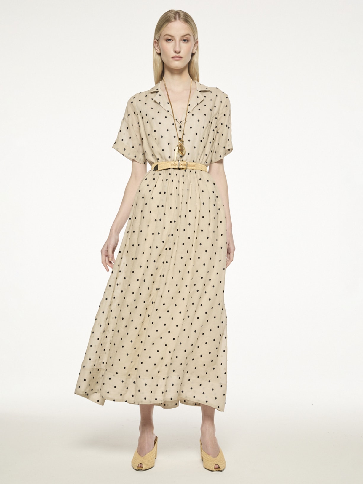 Vestido Danusa Pois V27 Bege Mixed