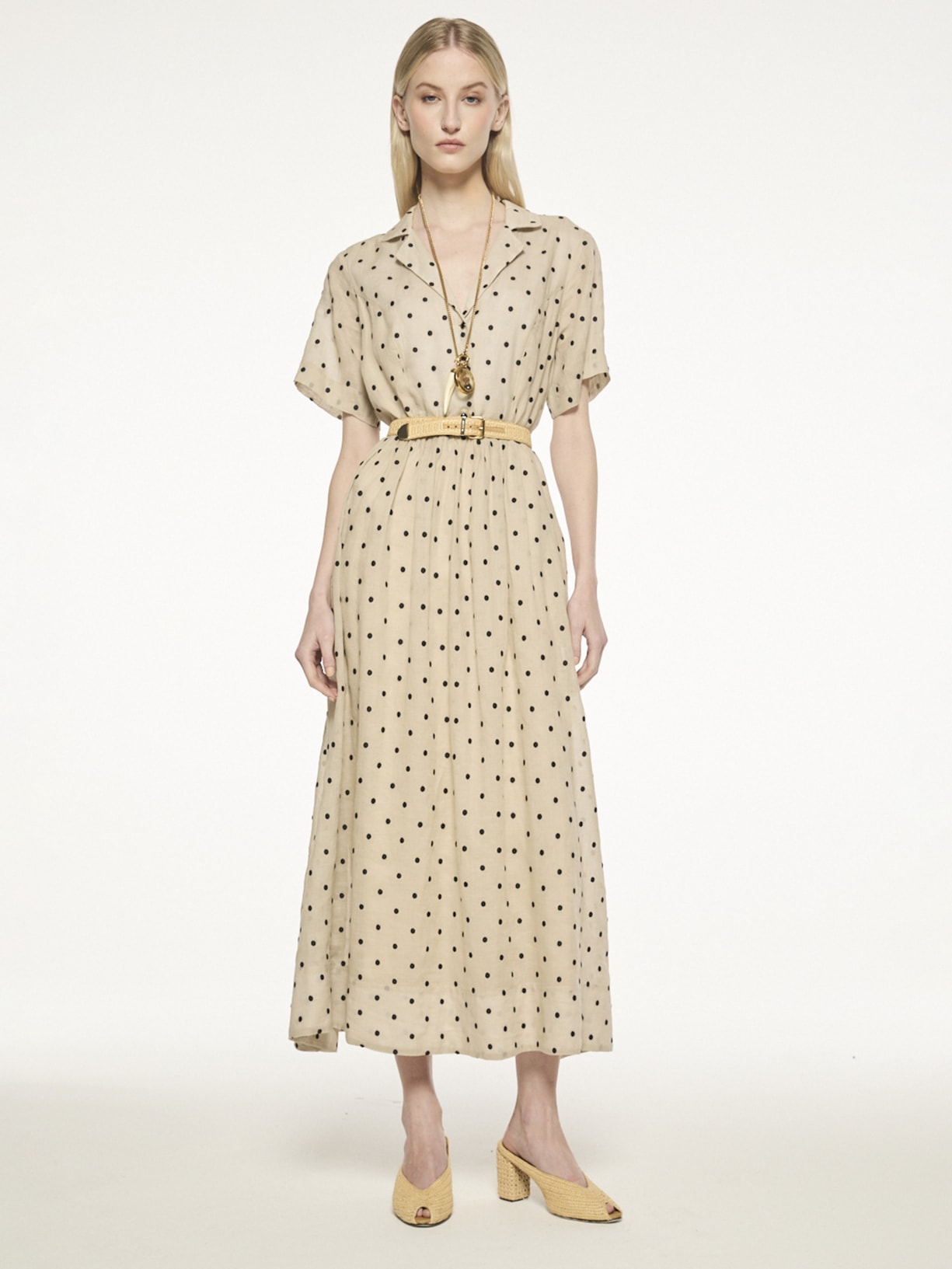 Vestido Danusa Pois V27 Bege Mixed