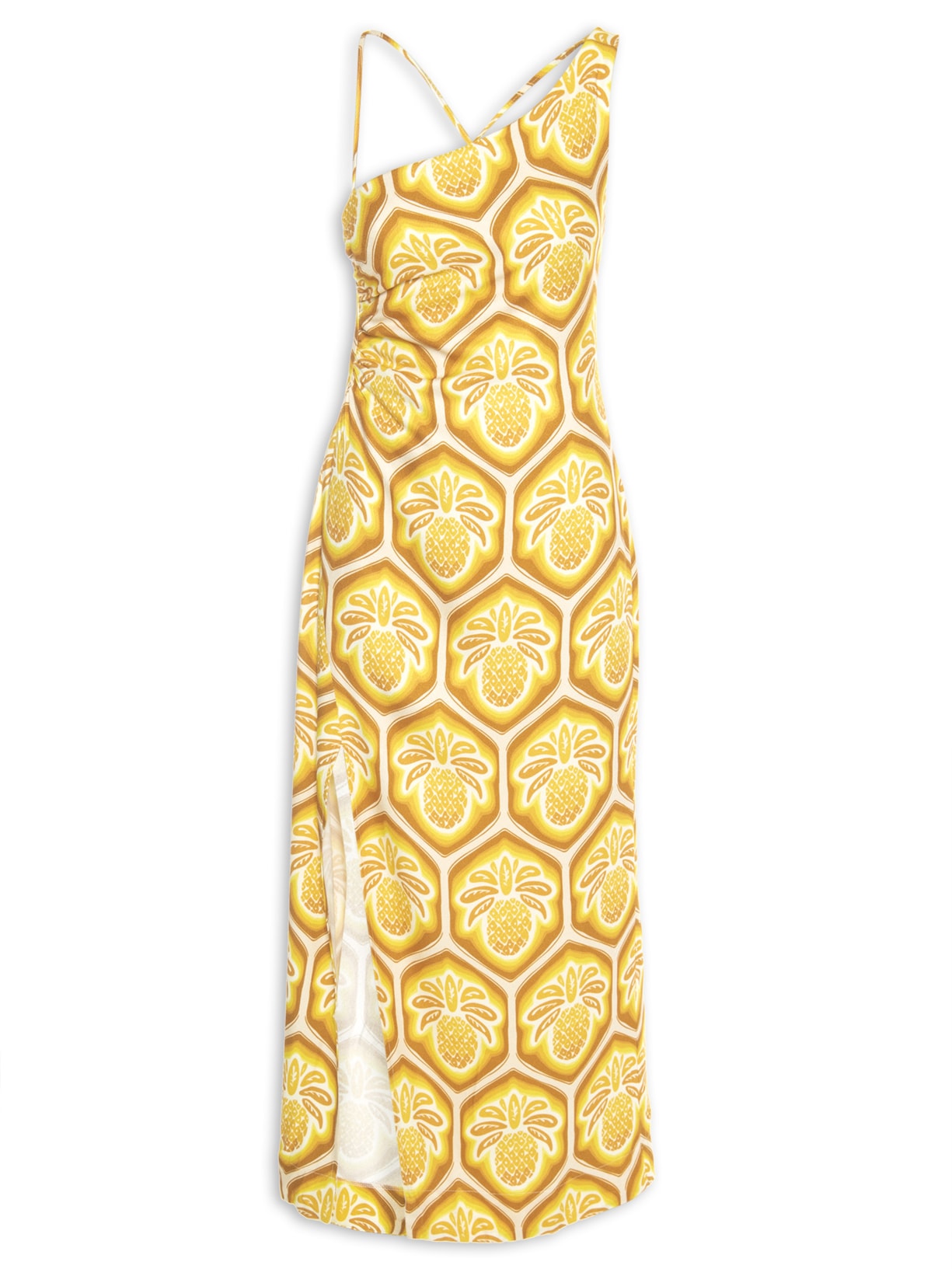 Vestido De Alça Abacaxi Cobogo - Amarelo