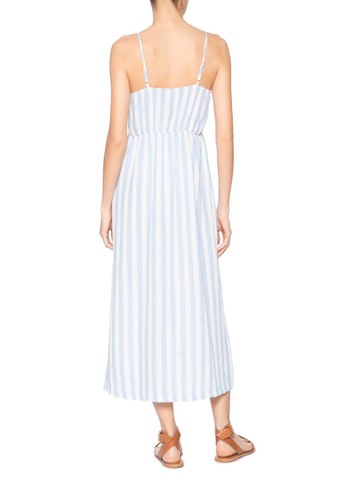 Vestido De Alça Listrado Azul Basiq