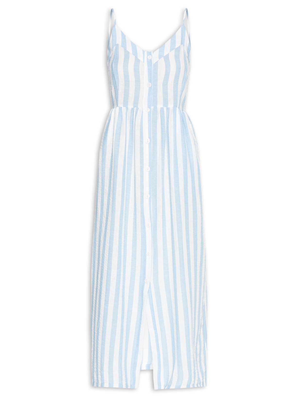 Vestido De Alça Listrado - Azul