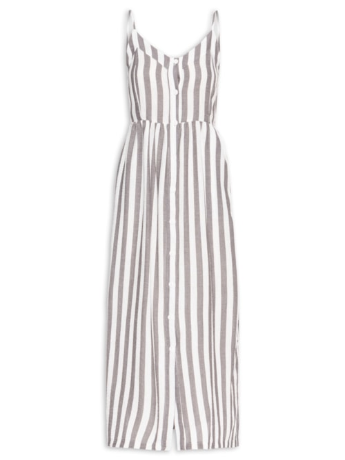 Vestido De Alça Listrado - Cinza