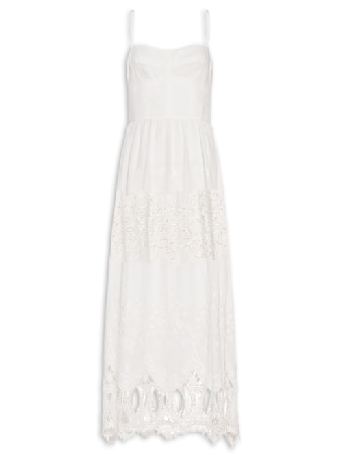 Vestido De Alça Renda Bordada - Branco