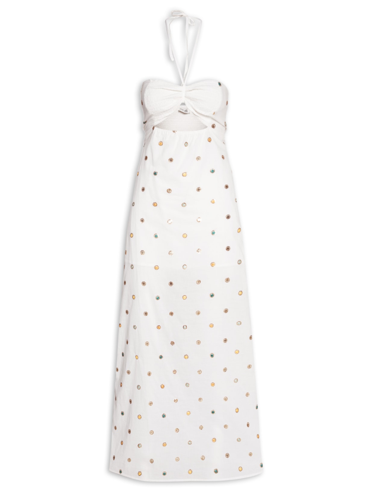 Vestido De Algodão Bordado Com Lastex - Branco