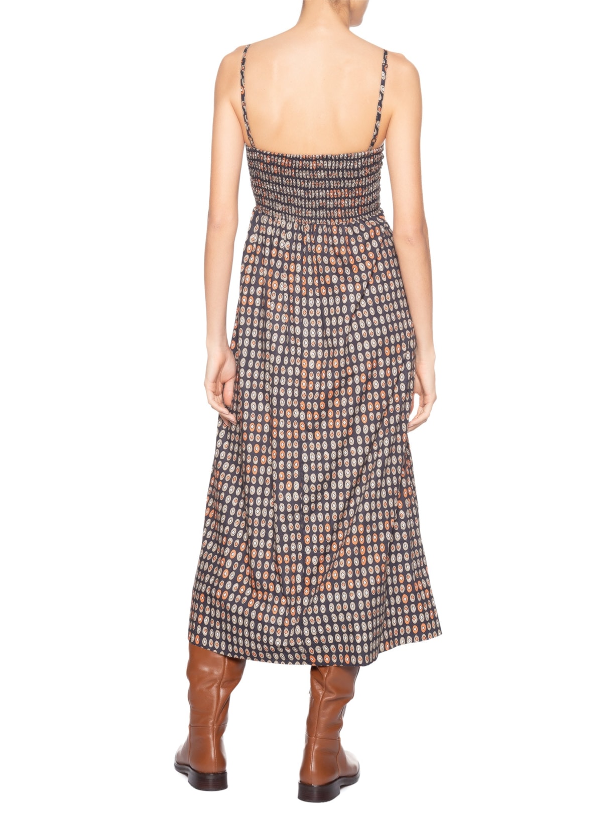 Vestido De Algodão Midi Estampado Vermelho Animale