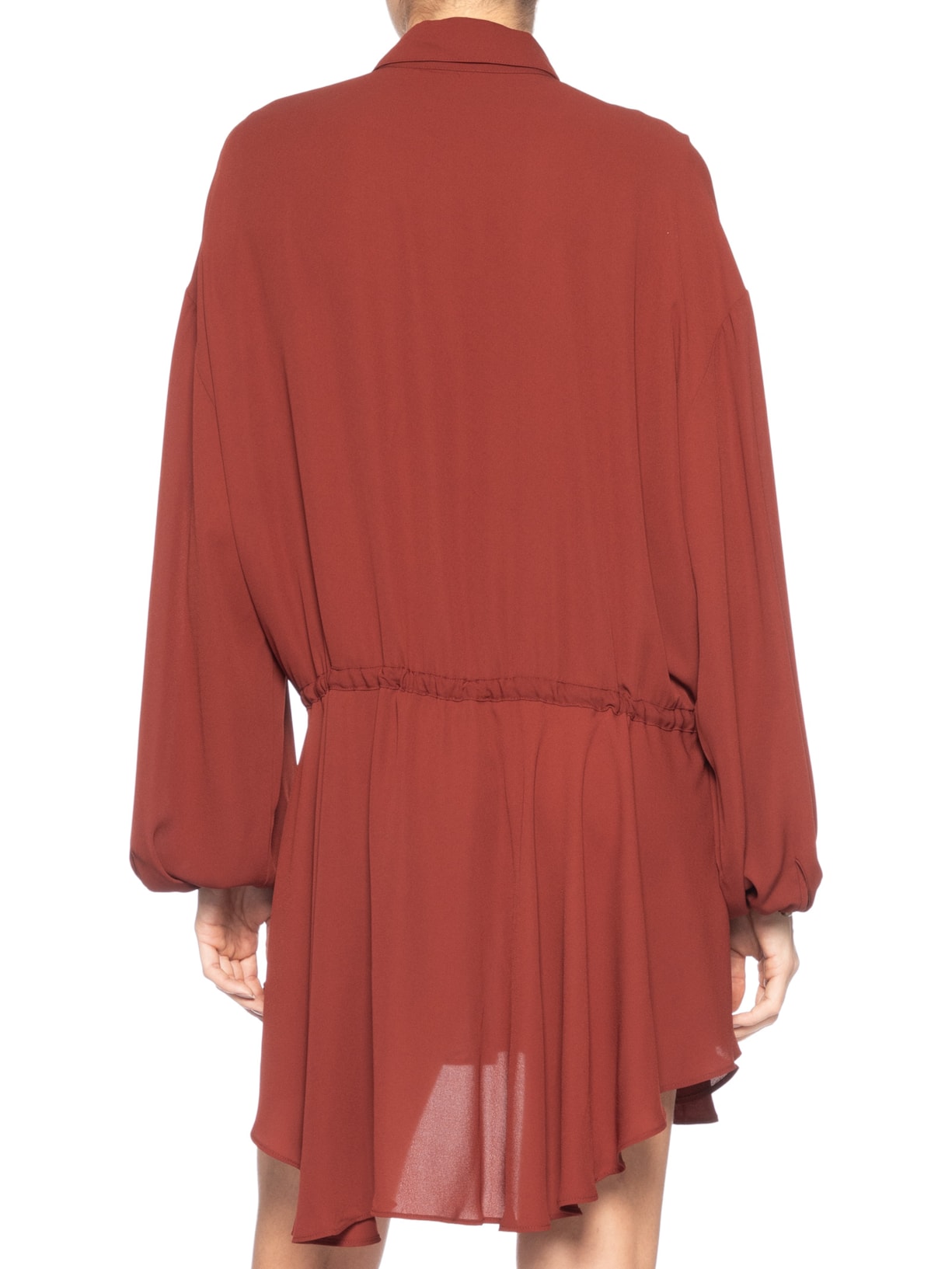 Vestido De Botão Manga Longa GGT Sólido Vermelho Animale Jeans