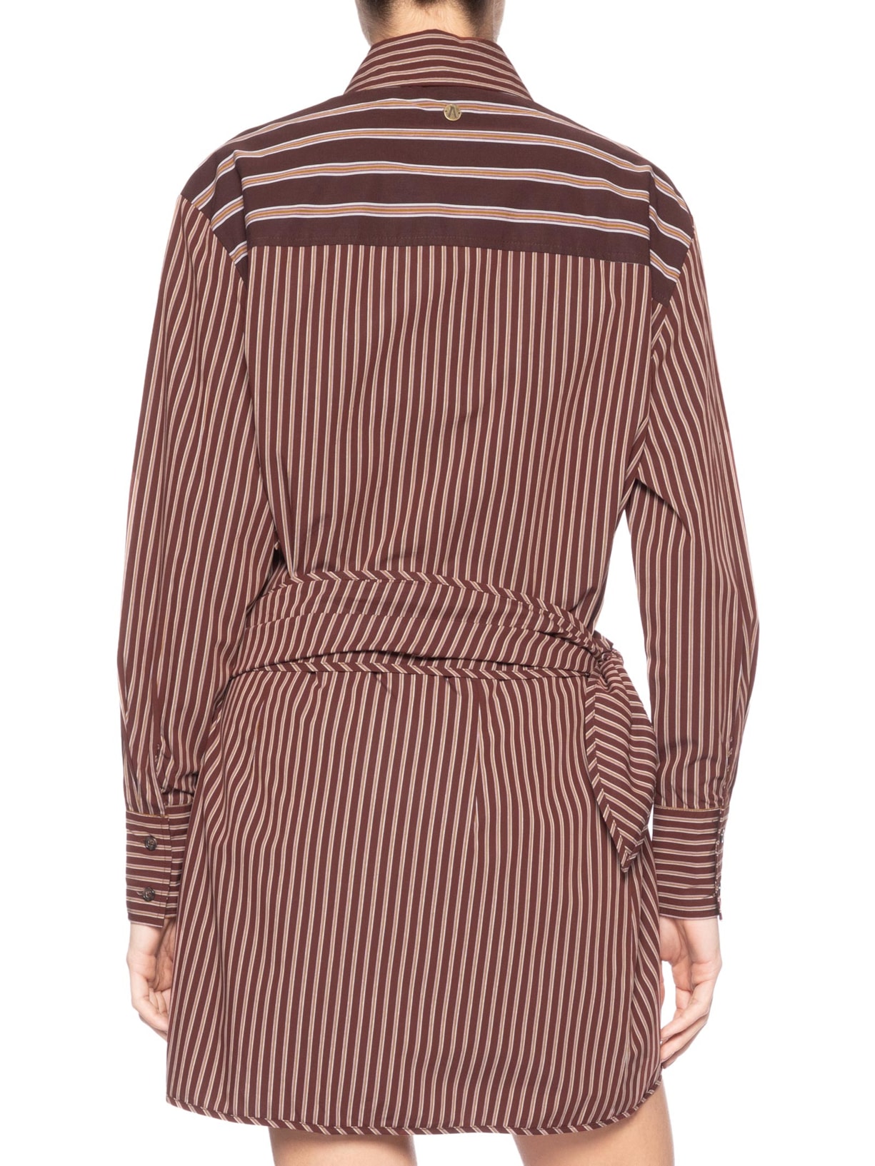 Vestido De Botão Manga Longa Mix De Listras Marrom Animale Jeans