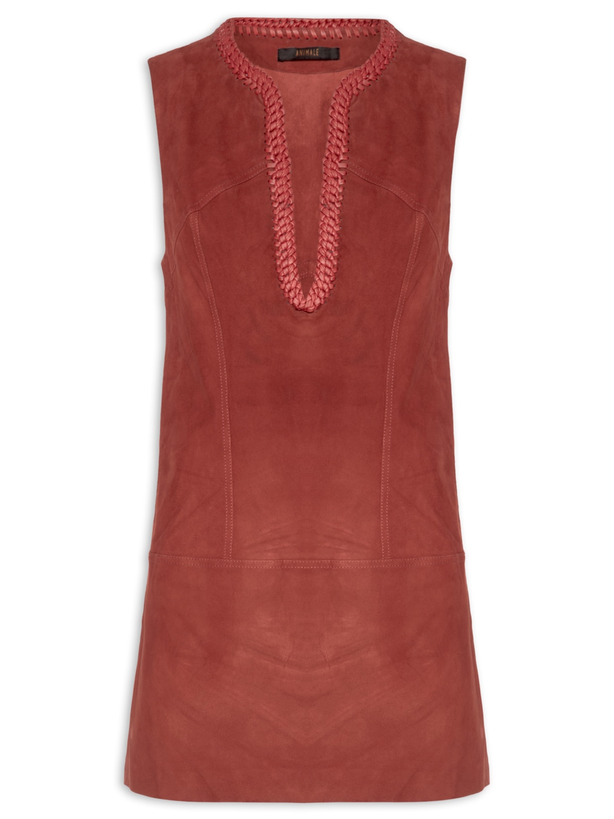 Vestido De Chamois Bordado Gota - Vermelho