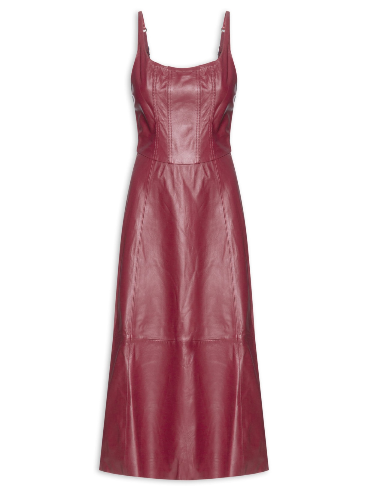 Animale Vestido de Couro Midi Regata Corset Vinho